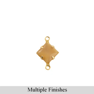 Piedra cuadrada de vidrio Moonglow beige de 6 mm en 2 bucles Foto 1 de 4