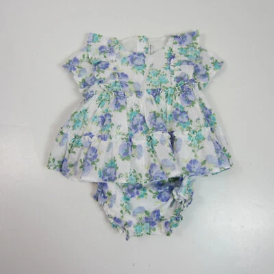 Janie And Jack girl's Dress Size 6-12 month floral dress bloomers tags - Image 1 of 4