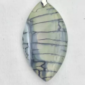 Dragonfly Wing Stone Agate Pendant Necklace Choker 19 Inch Translucent - Picture 1 of 6