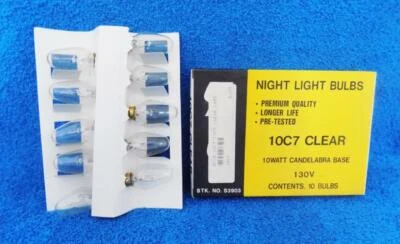 Satco S3903 Candelabra Base 10 Watt 10C7 Night Light Bulb Clear - 10 Pack - Image 1 of 3