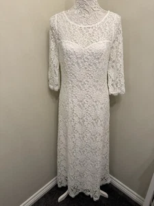 JOANNA HOPE LADIES IVORY 3/4 SLEEVE LACE MAXI DRESS UK SIZE 12 BNWT - Picture 1 of 9