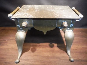 Vintage Brass Iron Metal Fireplace Footman Tea Kettle Trivet Warmer Stand Table - Picture 1 of 10