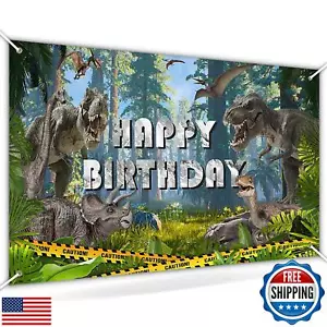 Avezano Dinosaur Birthday Banner Dinosaur Theme Birthday Party Backdrop Tropi - Picture 1 of 5