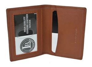 Portatarjeta de crédito Leatherboss cuero genuino pequeño delgado, chocolate - Imagen 1 de 7