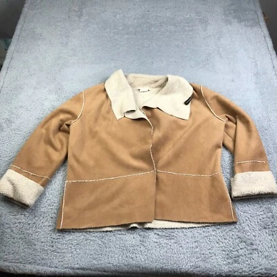 Мягкое окружение куртка женщин XL коричневый искусственной замши шерпа с подкладкой переключения пальто - Изображение 1 из 4