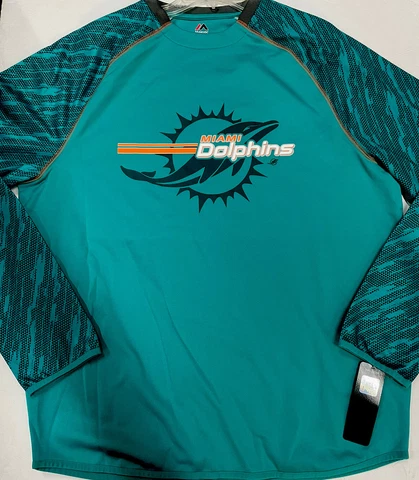 NEW Men's NFL Miami Dolphins Long Sleeve Therma Base Sweatshirt Majestic Large Cover