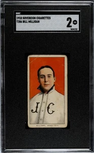 1909-11 T206 -  Billy Milligan RC - RARE Sovereign Back - SGC 2 - Well Centered - Picture 1 of 7