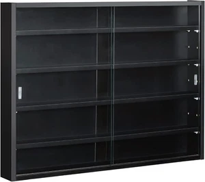 Wall Display Cabinet Glass Door Adjustable Shelves 5 Tiers Small Collectables - Picture 1 of 10