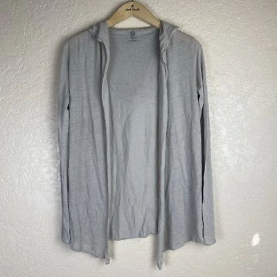 Cárdigan de lino Majestic Filatures Paris S 2 frente abierto avena tostado con capucha playa Foto 1 de 4