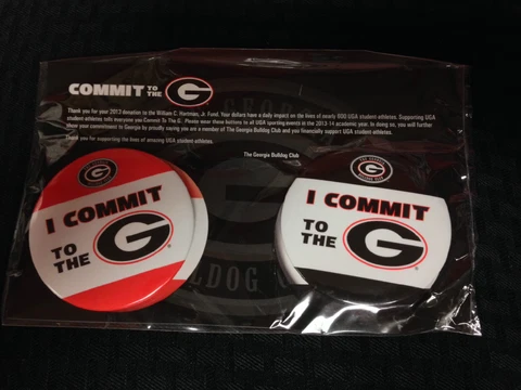 Georgia Bulldogs Football "Commit to the G" button pinback UGA Dawgs Cover