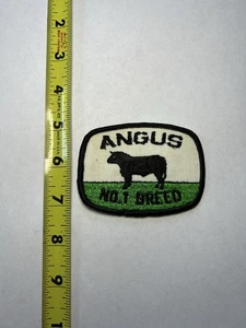Vintage ANGUS No.1 Breed Patch Black Cow Farm Ranch Cattle Agriculture Embroider - Picture 1 of 2