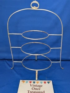 Three Tier Silvered Metal CAKE STAND * 45cm tall (c) - Picture 1 of 14
