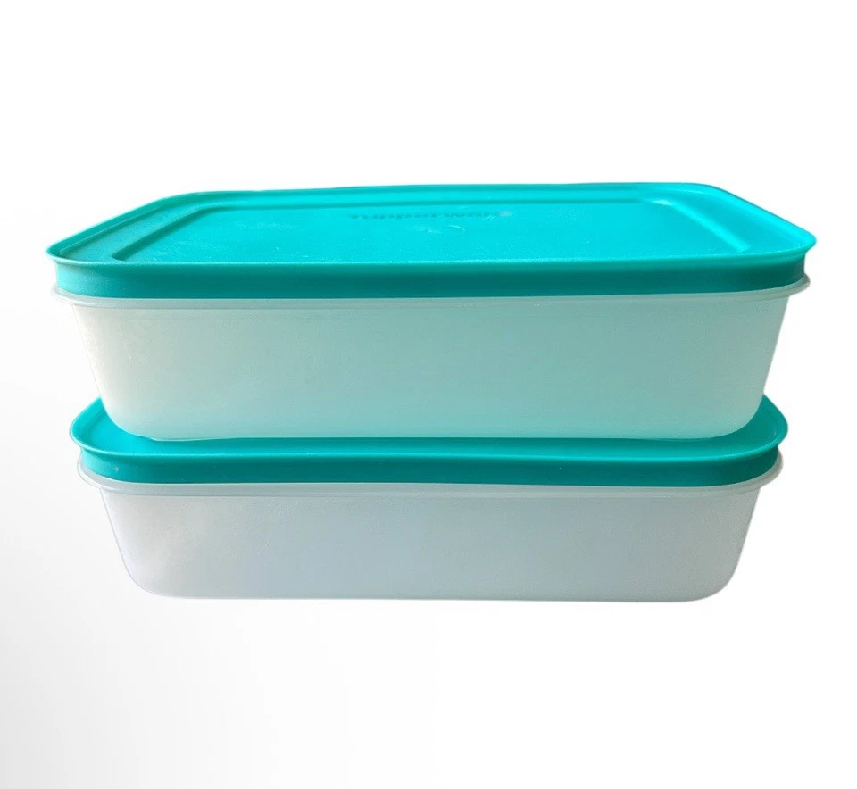 Tupperware Freezer Keeper Medium Low 1L x 2 Aqua New Snowflake - Image 1 of 1