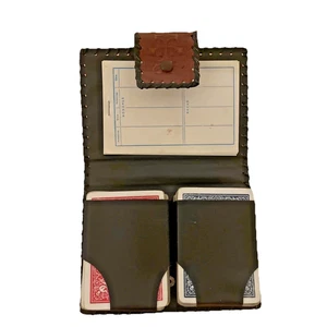 Juego de 2 barajas de cartas, 54 piezas cada una, en estuche de cuero Hecho en España - Imagen 1 de 5