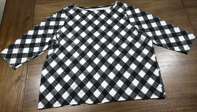 Camiseta elástica Talbots para mujer Top Plus manga 3X 3/4 cuello barco a cuadros guinga Foto 1 de 4