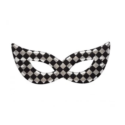 Maschera Argento A Scacchi In Tessuto - Immagine 1 di 2