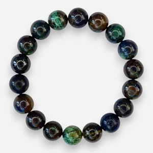 Azurit 10 mm natürlicher Edelstein Armband 6-9 Zoll elastisch mit Box - Bild 1 von 3