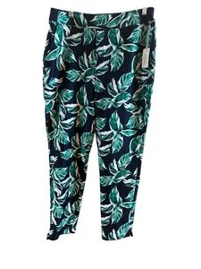 Tommy Bahama Women’s Athletic Cropped Pants Size Medium Blue Green Palm Leaves - Picture 1 of 9