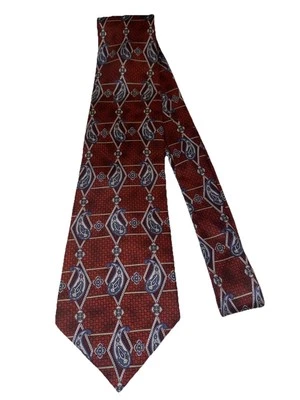 Gravata masculina Arrow geométrica 57” de comprimento 4” de largura 100% seda importada feita nos EUA - Imagem 1 de 4