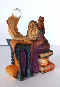 Vintage 1986 Merlin und Eule lesen Schriftrolle Figur Kristallkugel Walt Disney RAR - Bild 1 von 11