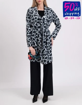 RRP €255 LA FILLE DES FLEURS Wrap Trench Coat Size S Coated Houndstooth Belted - Image 1 of 4