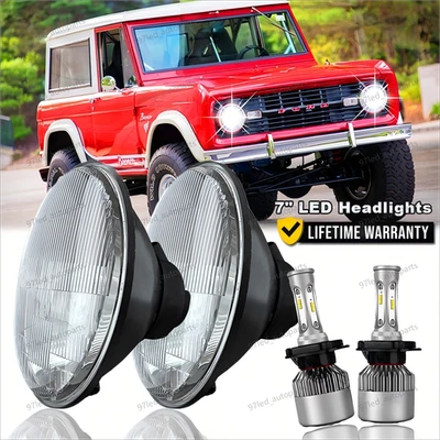 2件装福特野马野马1966年至1978年7英寸圆形LED车头灯高/低光束 — 第 1/4 张图片