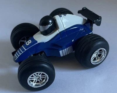 Diecast Friction Car Ray 2.5" 2002  #8 Race Car Pull Back Blue And White - Image 1 of 4