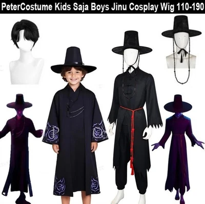 Kids K-Pop Demon Hunters Costume Wig Hat Halloween Boys Idol Jinu Cosplay Saja