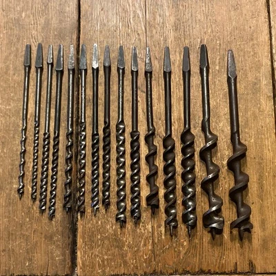 15 X AUGER WOOD BITS HAND BRACE DRILL 3/16-1 CARPENTER JOINERS VINTAGE OLD TOOLS - Image 1 of 4