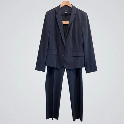 Ann Taylor Factory Women’s 16 Blazer Jacket + Straight Leg Pants 2PC Suit Blue - Image 1 of 4