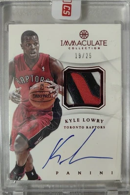 2012-13 Panini Immaculate Kyle Lowry Red Game Used Patch Auto 19/25 #AP-LW - Image 1 of 2