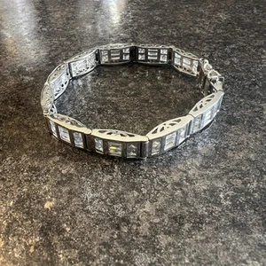 Iced Out Real 925 Sterling Silver Link Bracelet - Picture 1 of 8