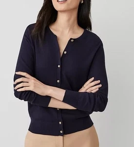 cardigan ann taylor blu leggero taglia grande - Foto 1 di 10