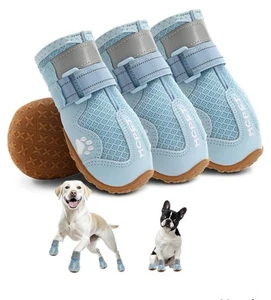 Dogs Outdoor Indoor Walking Shoes Boots Paw Protectors Waterproof Blue Size 7 - Picture 1 of 7