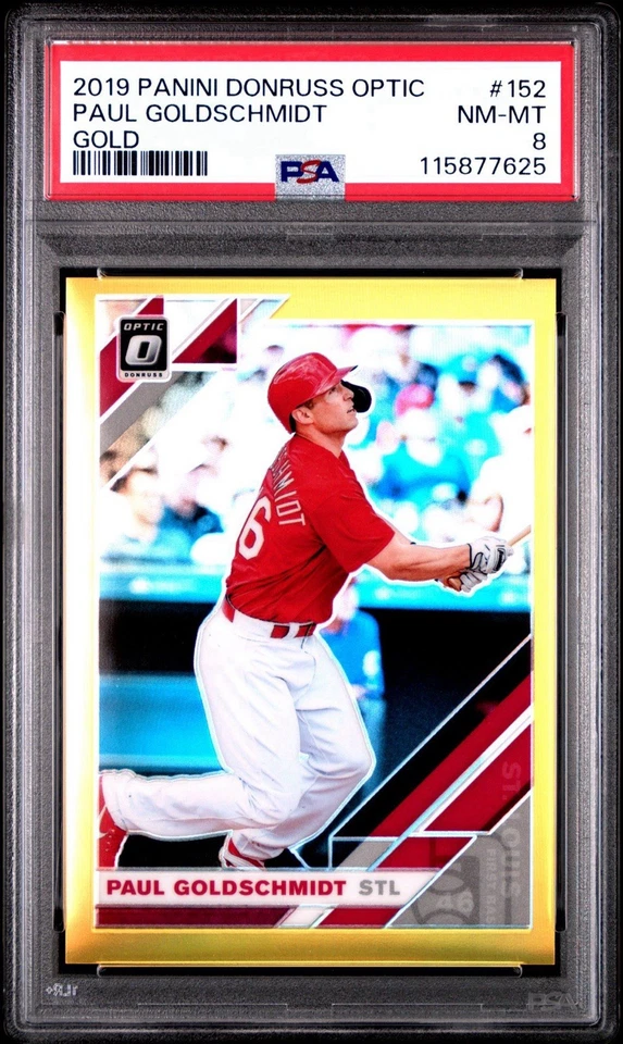 Pop 1 PSA 8 2019 Panini Donruss Optic Gold Prizm 03/10 Paul Goldschmidt #152 SSP Foto 1 de 3