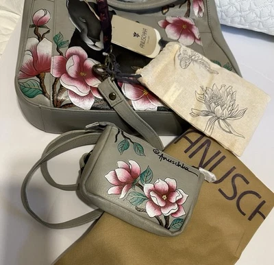 Bolso Bandolera Hobo de Cuero Anuschka HP con Monedero y 2 Correas Nuevo con Etiquetas Foto 1 de 4