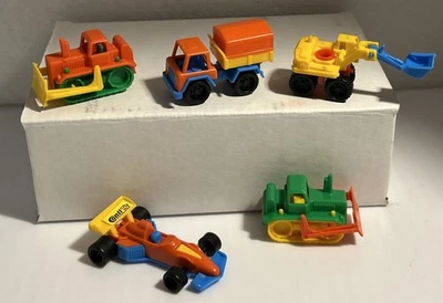 Vintage BRUDER TOY Lot of 5 Mini Plastic Toy Construction & Race Car W. Germany - Image 1 of 4