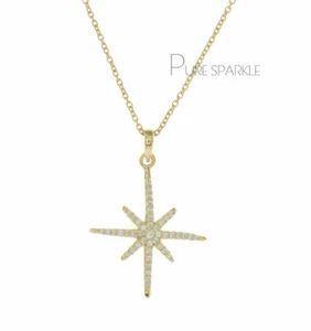 Collar colgante con dije de diamantes Starburst de 0,35 quilates de oro de 14 quilates creado en laboratorio - Imagen 1 de 3