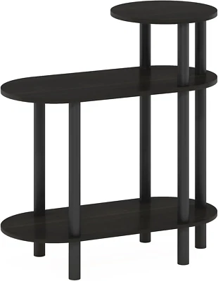 Turn-N-Tube 3-Tier Oval Sofa Side Table, End Table with Open Shelves, Espresso/B - Image 1 of 4