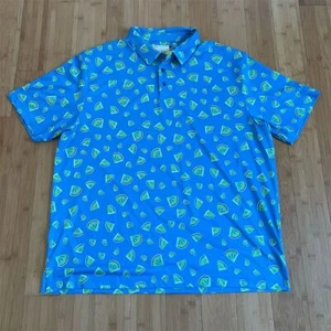 Jack Nicklaus Men's 2XL Blue Lime Watermelon Print Golf Polo Shirt - Picture 1 of 6