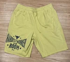 Under Armour Project Rock Mens XXLarge Terry Shorts Yellow New 1370459-760 - Picture 1 of 6