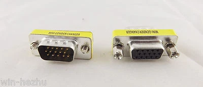 1pc VGA/SVGA 15 Pin DB15 Male To Female D-SUB 3 Rows Mini Gender Changer Adapter - Image 1 of 4