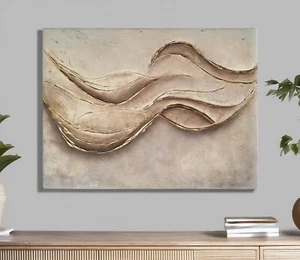 Infinity – Moderne Wandkunst Struktur Hochglanz-Gold abstrakt Leinwand 80x60 cm - Bild 1 von 6