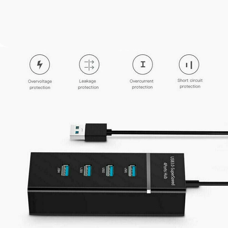 4-Port USB 3.0 Multi HUB Super Speed Splitter Expansion Desktop Laptop adapter  - Image 1 of 4