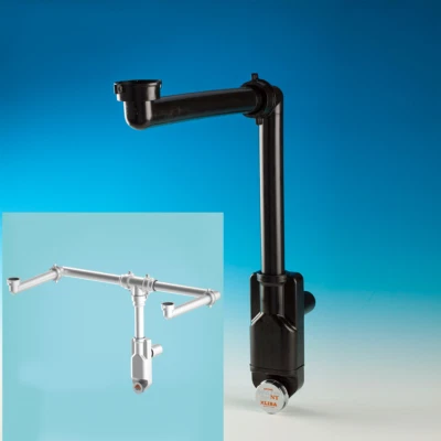 1 1/4" Raumspar Siphon Syphon Sifon DN 32+ 40 Bad Waschbecken schwarz weiß Doppe - Bild 1 von 4