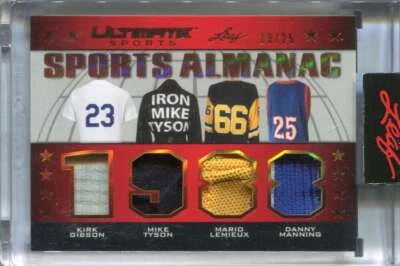 2021 Leaf Ultimate Almanac Manning Tyson Gibson Lemieux Quad Bat Jersey Robe /25 - Image 1 of 2