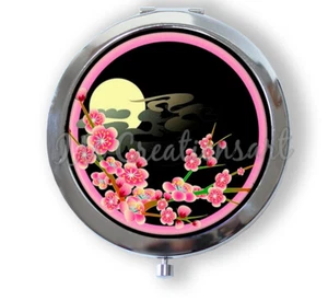 Sakura Cherry Blossom Compact Mirror Make up Japan Japanese Asian Art - Picture 1 of 4