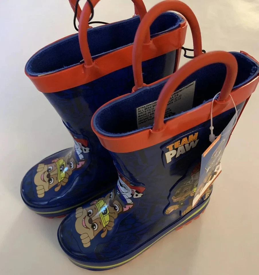 Nickelodeon Boys Navy Pull on Rain BOOTS Team Paw Patrol-small 5/6