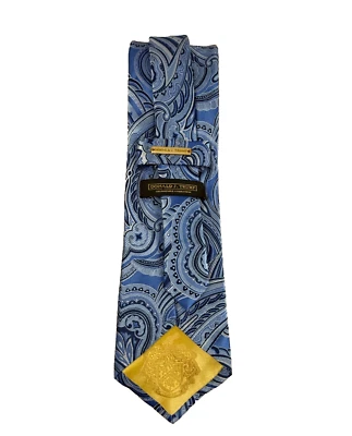Corbata de cuello Donald J. Trump Signature Collection azul cachemira seda barra dorada para hombre Foto 1 de 4