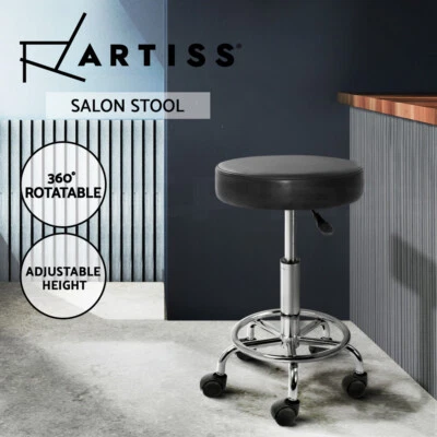 Artiss Round Salon Stool Swivel Barber Hair Dress Chair Hydraulic Lift PU Black - image 1 of 4